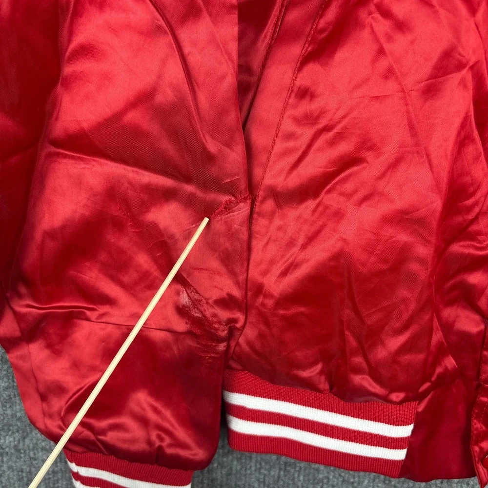 Vintage 3M Varsity Jacket Red Nylon Medium 80s 90s Striped Bomber Red